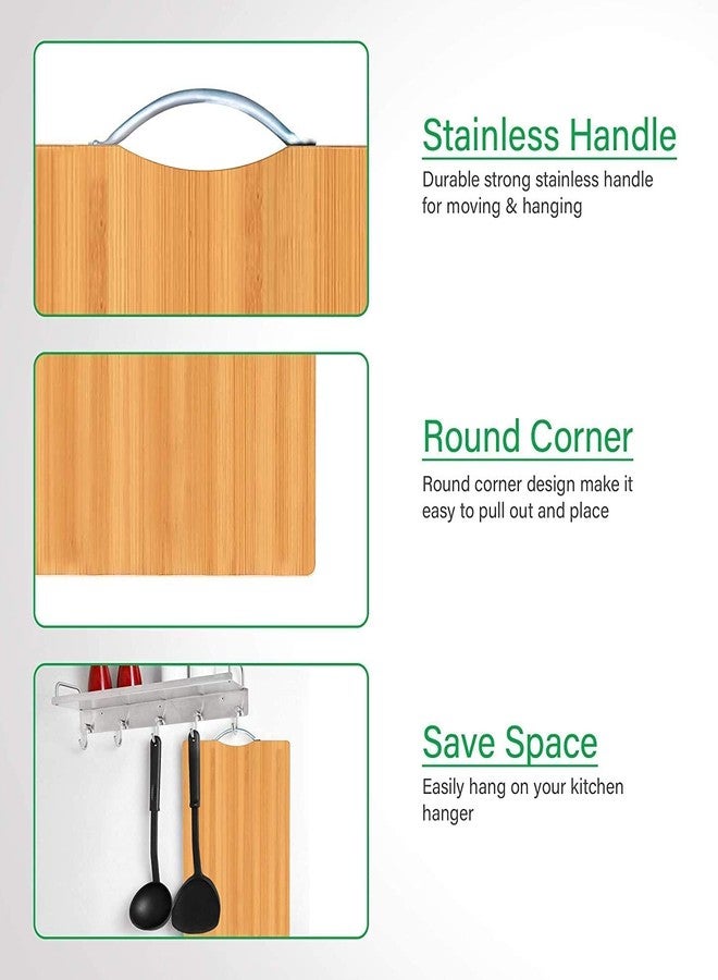 RYLAN Bamboo Chopping Board/Vegetable Cutting Board for Kitchen with Metal Handle | Natural Bamboo | Recyclable | Biodegradable (30cm X 20cm) - Image 2